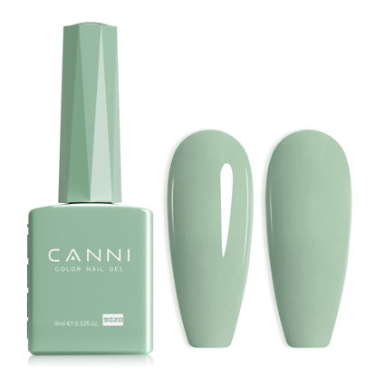 Picture of CANNI Light Green Gel Nail Polish, 1Pcs Sage Green Gel Polish Mint Green Color Nail Polish Gel High Gloss Soak Off U V Gel Nail French Nail Manicure Salon DIY