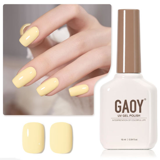 Picture of GAOY Pastel Yellow Gel Nail Polish, 16ml Soak Off Gel Polish, UV Light Cure for Nail Art DIY Manicure at Home, 1997 Pastel Yellow