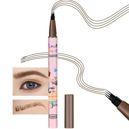Picture of Kaely Dark Brown Microblading Eyebrow Pen,4 Tip Liquid Microblade Eyebrow Pencil,Magical Precise Waterproof Brow Pen,Eye Brow Pencils for Women Makeup,lapiz para cejas,Creates Natural Brows,02