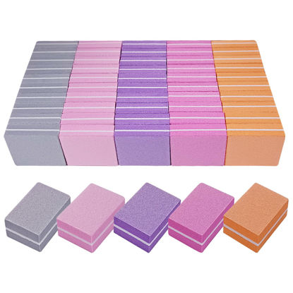 Picture of Nail Buffers (50 Pack), Mini Buffer Block Nail File for Acrylic Nails and Natural Nails, 100/180 Grit Nail Buffer Block Bulk Buffing Blocks for Nail Buff Professional Manicure File Blocks Mix Color