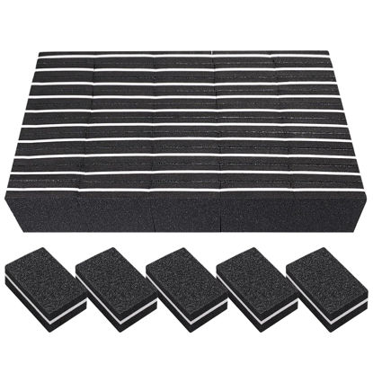 Picture of Nail Buffers (50 Pack), Mini Buffer Block Nail File for Acrylic Nails and Natural Nails, 100/180 Grit Nail Buffer Block Bulk Buffing Blocks for Nail Buff Professional Manicure File Blocks Set Black