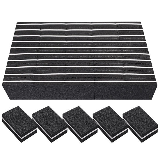 Picture of Nail Buffers (50 Pack), Mini Buffer Block Nail File for Acrylic Nails and Natural Nails, 100/180 Grit Nail Buffer Block Bulk Buffing Blocks for Nail Buff Professional Manicure File Blocks Set Black