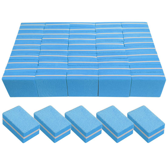 Picture of Nail Buffers (50 Pack), Mini Buffer Block Nail File for Acrylic Nails and Natural Nails, 100/180 Grit Nail Buffer Block Bulk Buffing Blocks for Nail Buff Professional Manicure File Blocks Set Blue