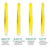 Picture of iBuneerly Tweezers Set, 4Pcs Tweezers for Women with Travel Case, Professional Stainless Steel Eyebrows Tweezers, Great Precision Tweezers for Ingrown Hair, Facial Hair, Splinter Removal (Yellow)