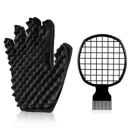 Picture of Curl Sponge Glove for Men Curls, Hair Curling Sponge Glove for Natural Hair Women, with 1 Hair Twist Comb, Hair Twister, Curling Twist Sponge Gloves