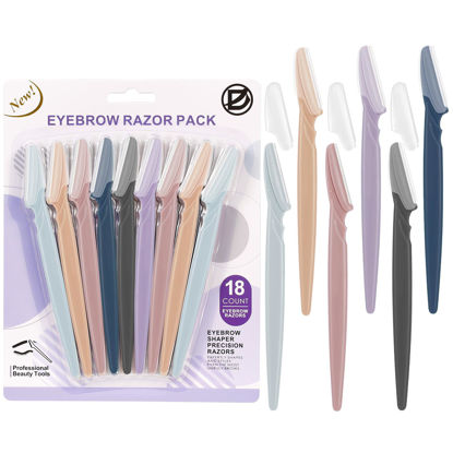 Picture of D 18 PCS Eyebrow Razor,Dermaplane Razor,Face Razors for Women,Dermaplaning Tool for Face,3 Colors Facial Hair Shavers with Precision Cover,Facial Hair Remover for Women,Eyebrow Trimmers for Men(Gray)