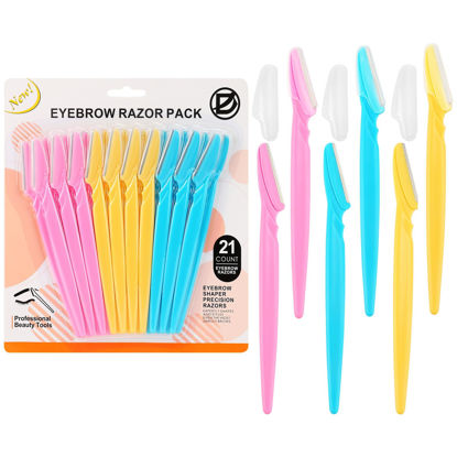 Picture of D 21 PCS Eyebrow Razor,Dermaplane Razor,Face Razors for Women,Dermaplaning Tool for Face,3 Colors Facial Hair Shavers with Precision Cover,Facial Hair Remover for Women,Eyebrow Hair Trimmers