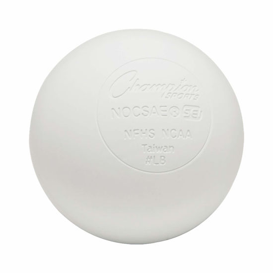 Picture of Champion Sports Colored Lacrosse Balls: White Official Size Sporting Goods Equipment for Professional, College & Grade School Games, Practices & Recreation - NCAA, NFHS and SEI Certified - 1 Pack