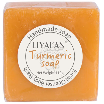 Picture of LIYALAN Turmeric Soap Bar for Face & Body-Tumeric Soap,Smooth Skin,Deep Cleansing, Natural Handmade Soap Sensitive Skin Formula, Vegan Soap