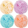 Picture of FARMOGA Bath Loofah Sponge Body Scrubber Shower Sponge Exfoliating Mesh Pouf Shower Ball Bath Sponges for Women and Men Bathing Accessories (4Pack 50G Colorful)