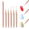 Picture of Komall Nail Art Liner Brushes, 5Pcs Painting Nail Art Brush Set Nail Dotting Drawing Tool for Long Lines, Thin Details, Fine Drawing Sizes 4/8/12/20/25mm(Champagne Gold)