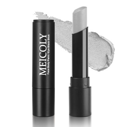 Picture of MEICOLY Metallic Silver Face Body Paint,Sweatproof Silver Eye Black Stick for Sports Football/Baseball/Softball,Body Paint for Adults and Kids,Halloween SFX Special Effects Cosplay Makeup Fantasy
