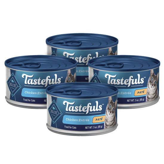 Picture of Blue Buffalo Tastefuls Natural Wet Cat Food Cans, Paté Style, Chicken Entrée 3-oz Cans (Pack of 4)