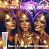 Picture of MEICOLY Gold Body Glitter,Yellow Face Glitter Gel Accessories,Music Festival Glitter for Women,Chunky Glitter Face Paint,Mermaid Sequins Hair Glitter Makeup,Sparkle Body Glitter Gel for Women Kids