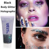 Picture of Go Ho Black Body Glitter,Halloween Black Face Paint Glitter Makeup,Holographic Chunky Sequins Glitter for Festival Cosplay SFX Costume,Festival Rave Accessories,Eye Black Face Glitter Gel