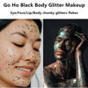 Picture of Go Ho Black Body Glitter,Halloween Black Face Paint Glitter Makeup,Holographic Chunky Sequins Glitter for Festival Cosplay SFX Costume,Festival Rave Accessories,Eye Black Face Glitter Gel