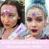 Picture of Go Ho Clear White Body Glitter,Festival Rave Outfits for Women,Holographic White Face Glitter Gel,Mermaid Face Paint Glitter Sequins,Fairy White Makeup Chunky Glitter,Rave Accessories