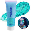 Picture of Go Ho Teal Body Glitter Gel,Mermaid Teal Face Glitter Makeup,Holographic Long Lasting Chunky Sequins Glitters for Lip Hair Nails,Festival Accessories Teal Glitter,52g