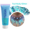 Picture of Go Ho Teal Body Glitter Gel,Mermaid Teal Face Glitter Makeup,Holographic Long Lasting Chunky Sequins Glitters for Lip Hair Nails,Festival Accessories Teal Glitter,52g
