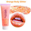 Picture of Go Ho Orange Face Body Glitter,Singer Concerts Orange Face Paint Glitter Makeup,Holographic Chunky Sequins Glitters for Eye Lip Hair Nails,Festival Glitter Rave Accessories,52g