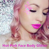 Picture of Go Ho Hot Pink Face Body Glitter,Singer Concerts Hot Pink Face Paint Glitter Makeup,Holographic Chunky Sequins Glitters for Eye Lip Hair Nails,Festival Glitter Rave Accessories,52g