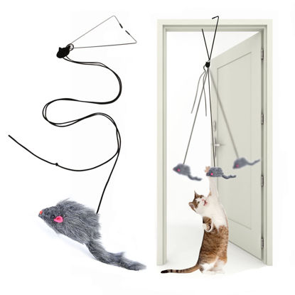 Picture of Kalimdor Interactive Cat Feather Toys,Retractable Teaser Toy ，Hanging Interactive Toys for Indoor Cats Kitten Play Chase Exercise, Kitten Mental Exercise Toys (1 Pack)