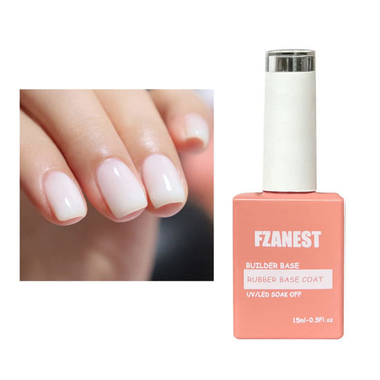 Picture of FZANEST Milky White Gel Nail Polish Rubber Base Builder Gel,6 in 1 Builder Gel For Nails In A Bottle,Nail Structure Strengthener Gel Nude Base Color,Quick Extension Gel Soak Off UV Gel Polish