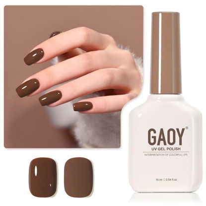 Picture of GAOY Brown Gel Nail Polish, 16ml Soak Off Gel Polish, UV Light Cure for Nail Art DIY Manicure at Home, 2016 Dark Brown