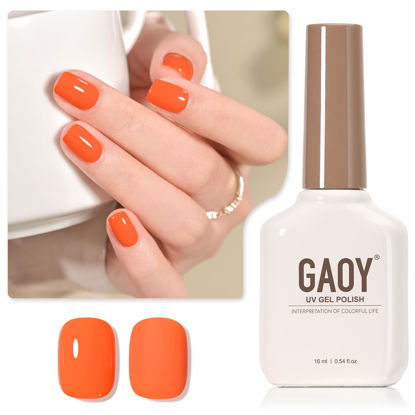 Picture of GAOY Orange Gel Nail Polish, 16ml Soak Off Gel Polish, UV Light Cure for Nail Art DIY Manicure at Home, 1460 Bright Orange