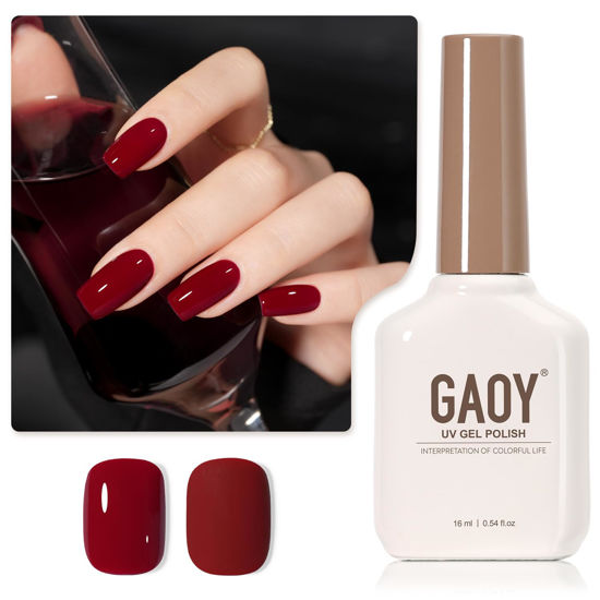 Picture of GAOY Red Gel Nail Polish, 16ml Soak Off Gel Polish, UV Light Cure for Nail Art DIY Manicure at Home, 2023 Burgundy Red