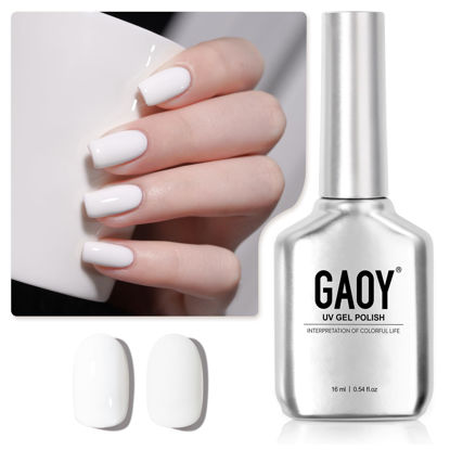 Picture of GAOY White Gel Nail Polish, 16ml Soak Off Gel Polish, UV Light Cure for Nail Art DIY Manicure at Home, 2027 Flawless White