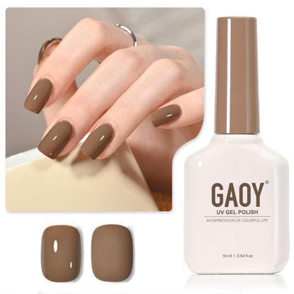 Picture of GAOY Brown Gel Nail Polish, 16ml Soak Off Gel Polish, UV Light Cure for Nail Art DIY Manicure at Home, 2077 Chestnut Brownie