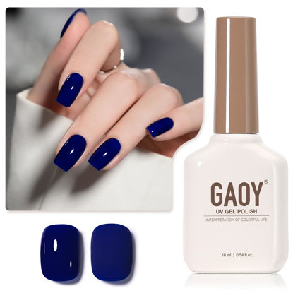 Picture of GAOY Deep Blue Gel Nail Polish, 16ml Soak Off Gel Polish, UV Light Cure for Nail Art DIY Manicure at Home, 1532 Midnight Blue