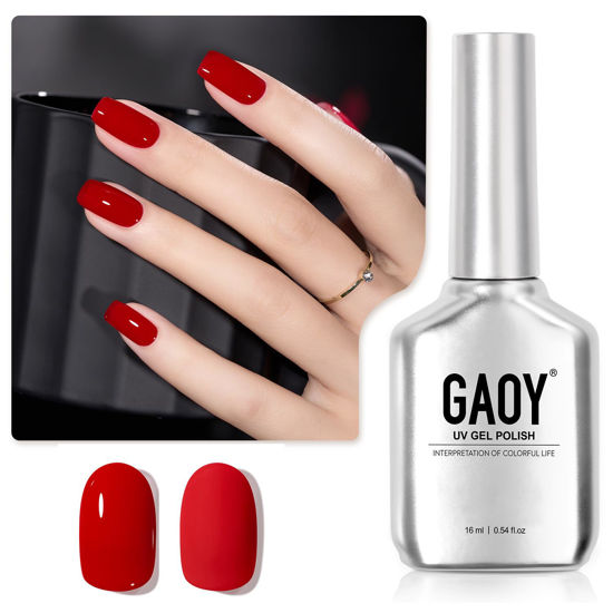 Picture of GAOY Red Gel Nail Polish, 16ml Soak Off Gel Polish, UV Light Cure for Nail Art DIY Manicure at Home, 1177 Scarlet Red