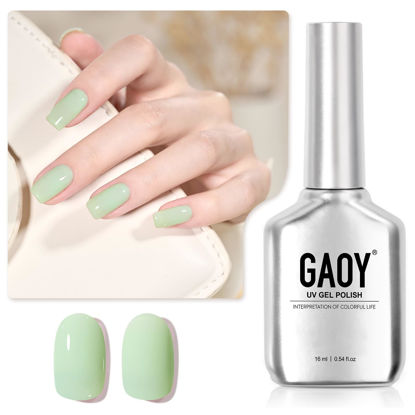 Picture of GAOY Pastel Gel Nail Polish, 16ml Milky Green Soak Off UV Light Cure Gel Polish for Spring Summer Soft Candy Nail Art DIY, Macaron 1650 Milky Green