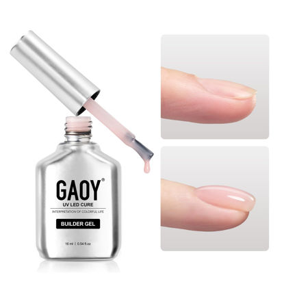 Picture of GAOY Builder Gel for Nails, 16ml Nail Strengthener in a Bottle, Nail Extension Hard Gel, Soak Off Long Lasting UV Gel, 1958 Crystal Pink, Base Coat Top Coat Needed