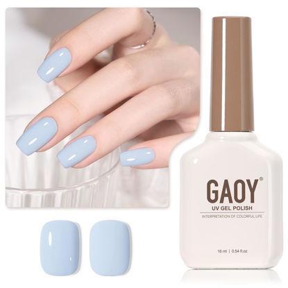 Picture of GAOY Pastel Blue Gel Nail Polish, 16ml Soak Off Gel Polish, UV Light Cure for Nail Art DIY Manicure at Home, 1996 Morning Mist