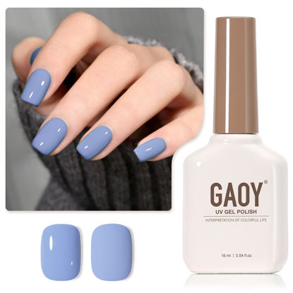 Picture of GAOY Blue Gel Nail Polish, 16ml Soak Off Gel Polish, UV Light Cure for Nail Art DIY Manicure at Home, 2025 Serenity Blue