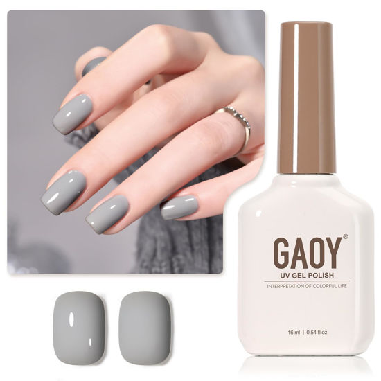 Picture of GAOY Gray Gel Nail Polish, 16ml Soak Off Gel Polish, UV Light Cure for Nail Art DIY Manicure at Home, 2087 Atoms Gray