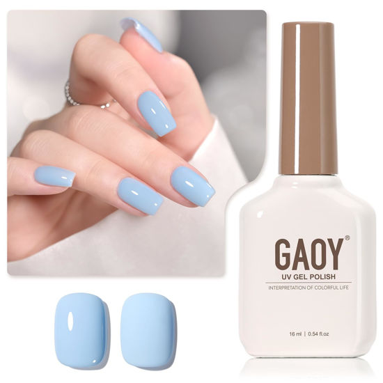 Picture of GAOY Light Blue Gel Nail Polish, 16ml Soak Off Gel Polish, UV Light Cure for Nail Art DIY Manicure at Home, 2448 Calm Breeze