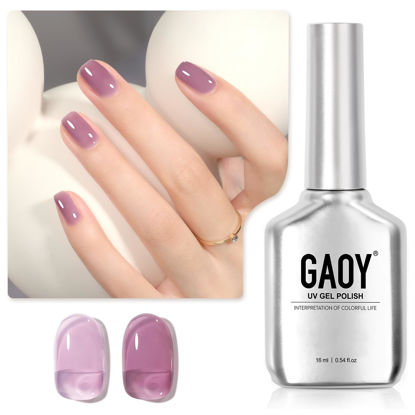 Picture of GAOY Jelly Nude Purple Gel Nail Polish, 16ml Sheer Neutral Translucent Soak Off Gel Polish, UV Light Cure for Nail Art DIY, 1721 Amethyst Crystal