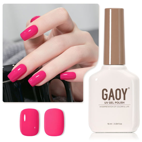 Picture of GAOY Pink Gel Nail Polish, 16ml Soak Off Gel Polish, UV Light Cure for Nail Art DIY Manicure at Home, 2040 Bubblegum Pink
