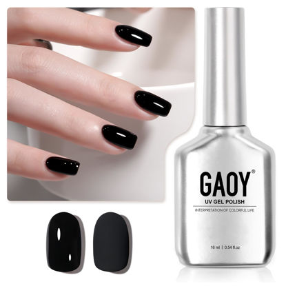 Picture of GAOY Black Gel Nail Polish, 16ml Soak Off Gel Polish, UV Light Cure for Nail Art DIY Manicure at Home, 2026 Flawless Black