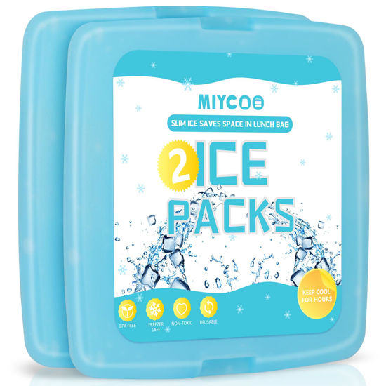 Picture of MIYCOO Ice Packs for Lunch Boxes & Lunch Bag - Quick Freeze Ice Pack Space Saving Freezer Packs - Reusable Slim Original Cool Pack - Cool Coolers Accessories for Beach, Camping and Fishing - 2PC