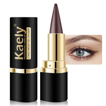 Picture of Kaely Brown Gel Eyeliner Pencil,Waterproof Smudge Proof Eye Liner Pen,Cat Eye Goth Halloween Makeup,Eye Black Face Paint Lipstick Crayon,Color Colorful Eyeliner Eyeshadow Stick,03