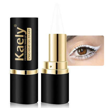 Picture of Kaely White Gel Eyeliner Pencil,Waterproof Smudge Proof Eye Liner Pen,Cat Eye Goth Halloween Makeup,Eye Black Face Paint Lipstick Crayon,Color Colorful Eyeliner Eyeshadow Stick,05