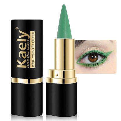 Picture of Kaely Light Green Gel Eyeliner Pencil,Waterproof Smudge Proof Eye Liner Pen,Cat Eye Goth Halloween Makeup,Eye Black Face Paint Lipstick Crayon,Color Colorful Eyeliner Eyeshadow Stick,08
