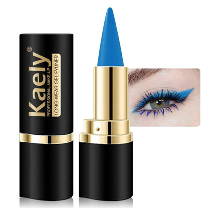 Picture of Kaely Light Blue Gel Eyeliner Pencil,Waterproof Smudge Proof Eye Liner Pen,Cat Eye Goth Halloween Makeup,Eye Black Face Paint Lipstick Crayon,Color Colorful Eyeliner Eyeshadow Stick,06
