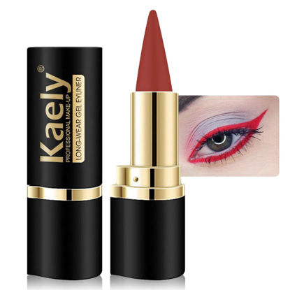 Picture of Kaely Red Gel Eyeliner Pencil,Waterproof Smudge Proof Eye Liner Pen,Cat Eye Goth Halloween Makeup,Eye Black Face Paint Lipstick Crayon,Color Colorful Eyeliner Eyeshadow Stick,12