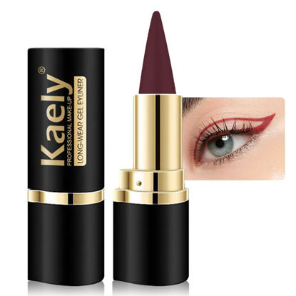 Picture of Kaely Dark Red Gel Eyeliner Pencil,Waterproof Smudge Proof Eye Liner Pen,Cat Eye Goth Halloween Makeup,Eye Black Face Paint Lipstick Crayon,Color Colorful Eyeliner Eyeshadow Stick,13